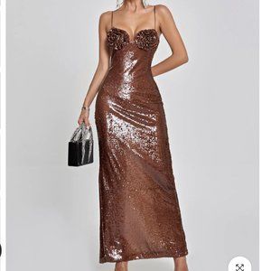 Mew Mews - Lorelei Brown Sequin Dress - Brown - XSmall
